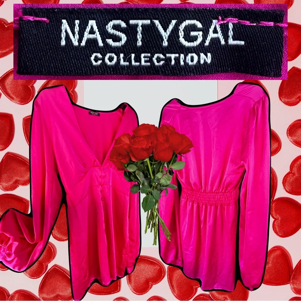 Nasty Gal Fuchsia Long Sleeve Top - Picture 1 of 2
